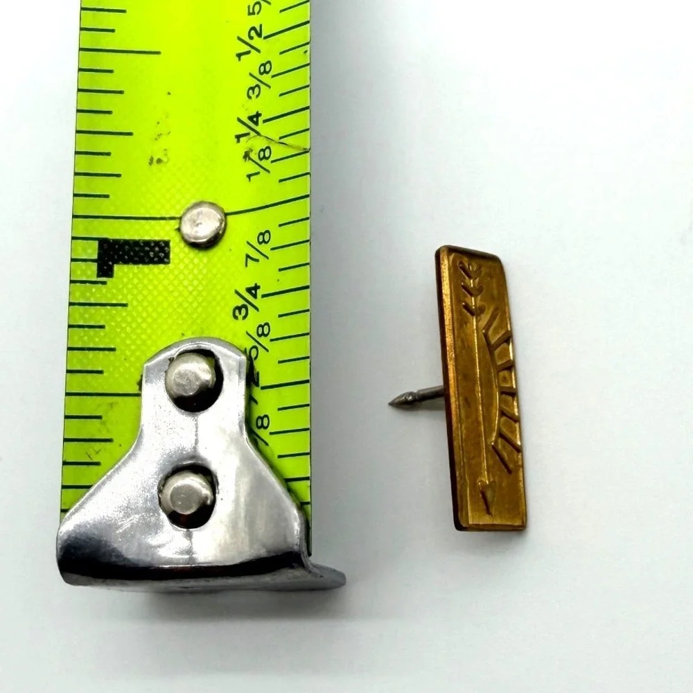 Vintage Sun and Arrow Lapel Pin Gold Tone Rectangular Emblem‎ (No Back)